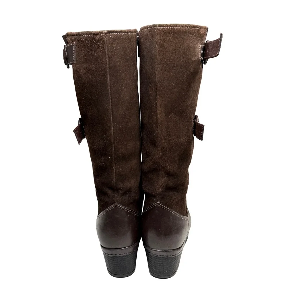 Vtg Pajar Canada Boots Women 8.5 Brown Leather Suede Tall Shearling Lined Winter